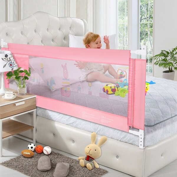 59" Summer Infant Toddlers Bedrail Secure Single Bedrail Supports Vertical Lifting-Pink - M