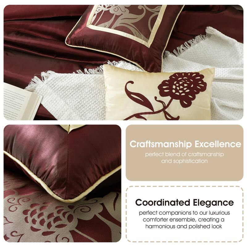 Nanshing Brie 7 Piece Floral Jacquard Comforter Set