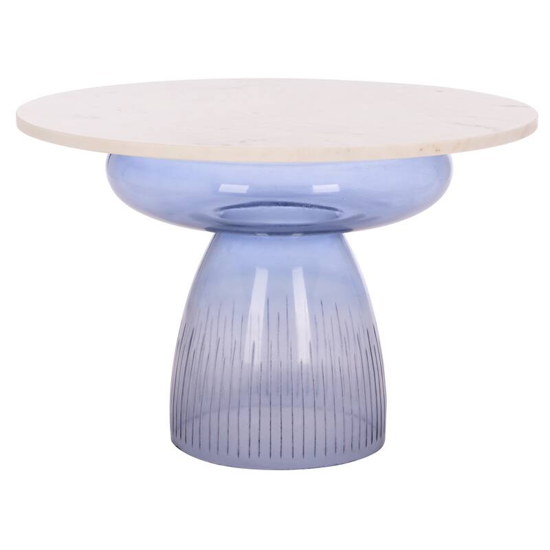 SAFAVIEH Home Avony Side Table - 24"W x 24"D x 16"H - Blue/White