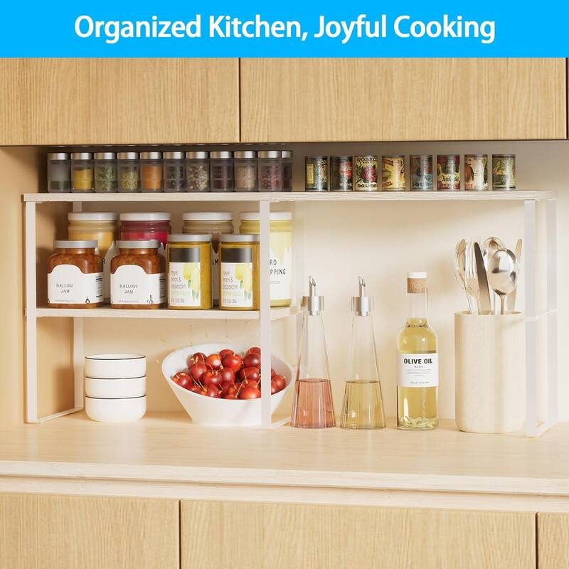 Countertop Organizer Corner Shelf, 2 Tier Adjustable