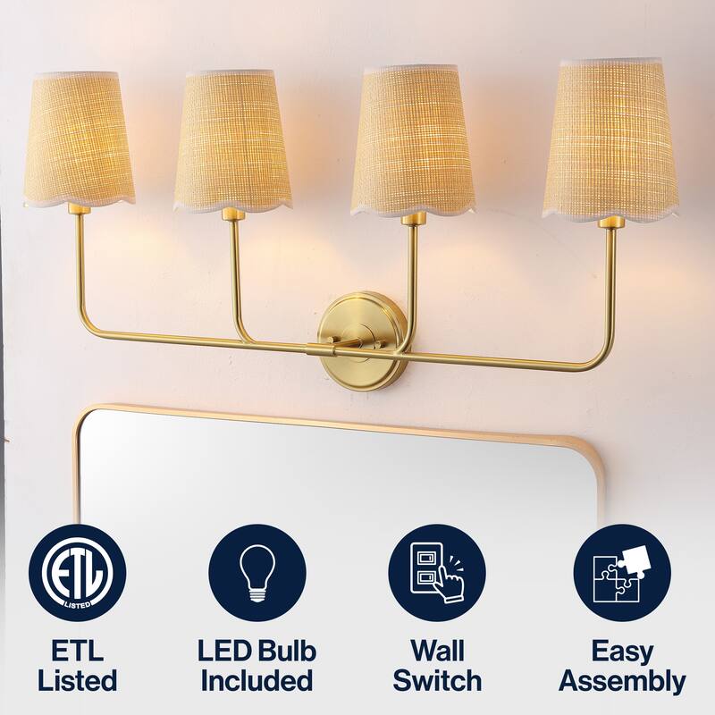 Lila Scalloped Fabric Shade/Metal LED Vanity Light