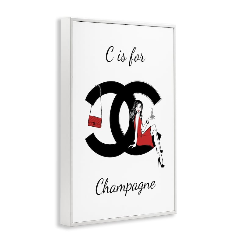 Stupell Glam C Is For Champagne Framed Giclee Art Design By Martina Pavlova