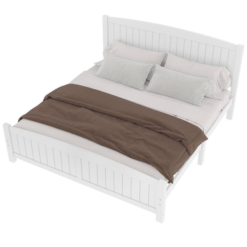 King Size Platform Bed, Solid Wood Platform Bed with Support Slats and Strong Structure, No Box Spring Needed