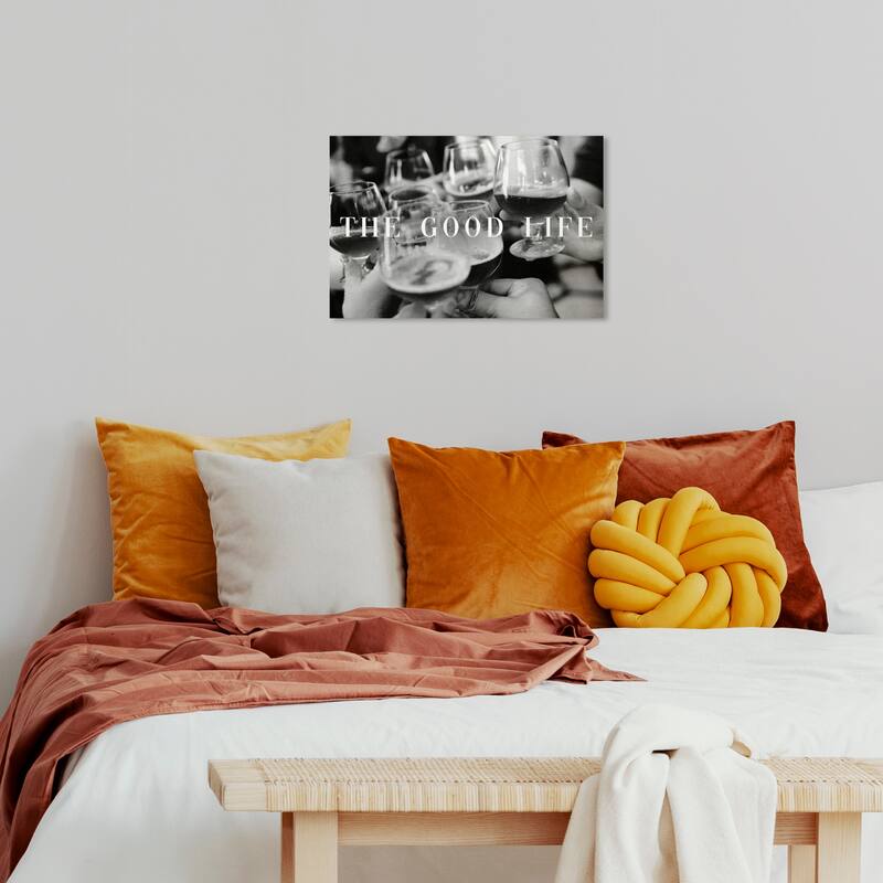 Wynwood Studio Canvas Drinks and Spirits Cheers and Friends Black and Modern & Contemporary Wall Art Canvas Print - 16 x 24