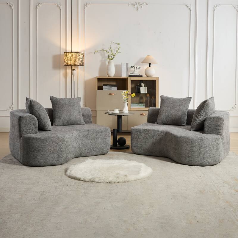 XINMICS 106.3'' Modern Modular Sectional Sofa, 4 Seater U-Shaped Compression Couch with 4 Throw Pillows, No Assembly Required
