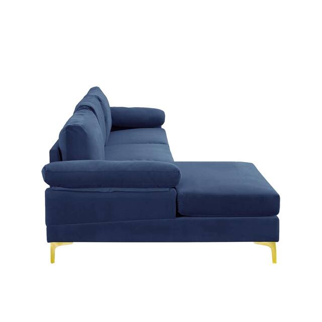 Velvet Upholstered L-Shape Sectional Sofa