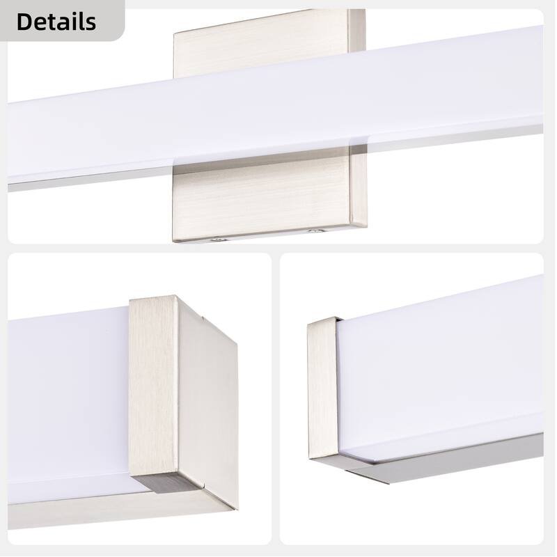 Modern Integrated LED Vanity Light Bar - 6 Variants (24in/30in, Matte Black/Brushed Nickel/Gold), 3000K, Damp Rated for Bathroom