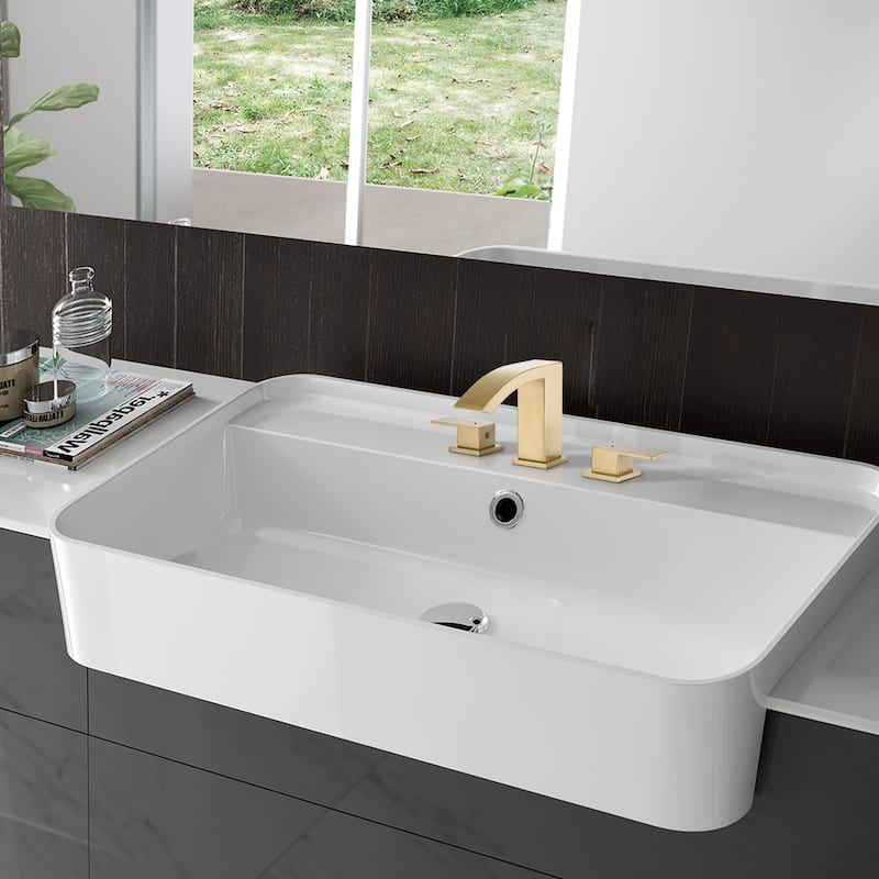 Widespread Bathroom Sink Faucet Dual Handle 3-Hole Basin Mixer Taps