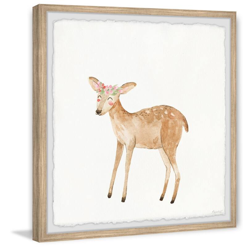Floral Fawn Framed Wall Art, Floral Delight - A Blooming Accent for Your Living Space