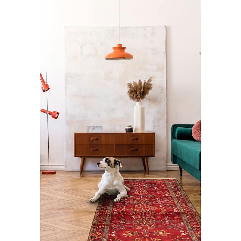 ECARPETGALLERY Hand-knotted Anadol Red Wool Rug - 3'7 x 9'7
