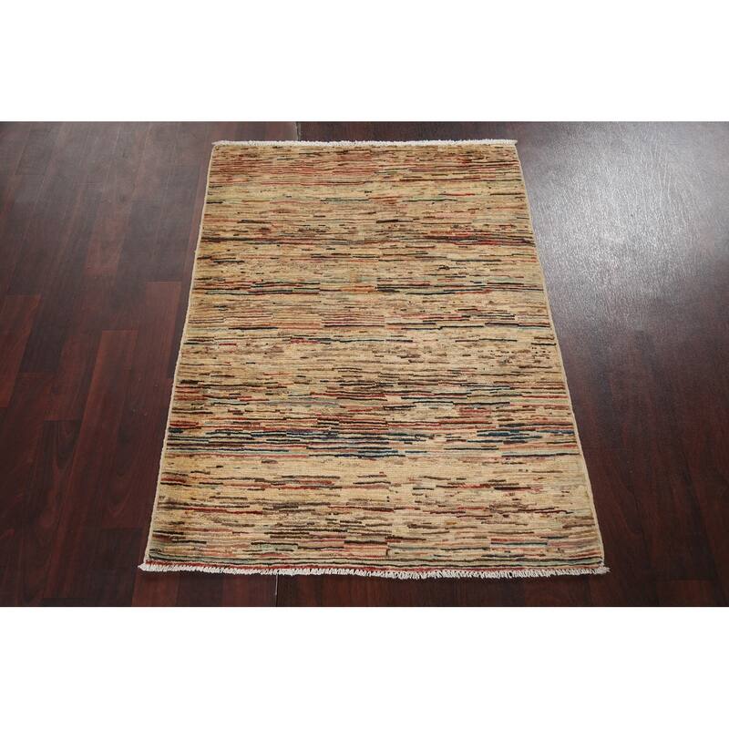 Modern Striped Gabbeh Kashkoli Area Rug Wool Hand-knotted Foyer Carpet - 2'10" x 3'10"
