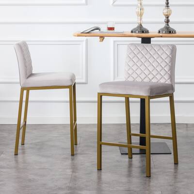 New Range Modern Design Kitchen Restaurant Chair with High Counter Stool Metal Legs, Velvet Bar Chair Fresh Thick Sponge Covered