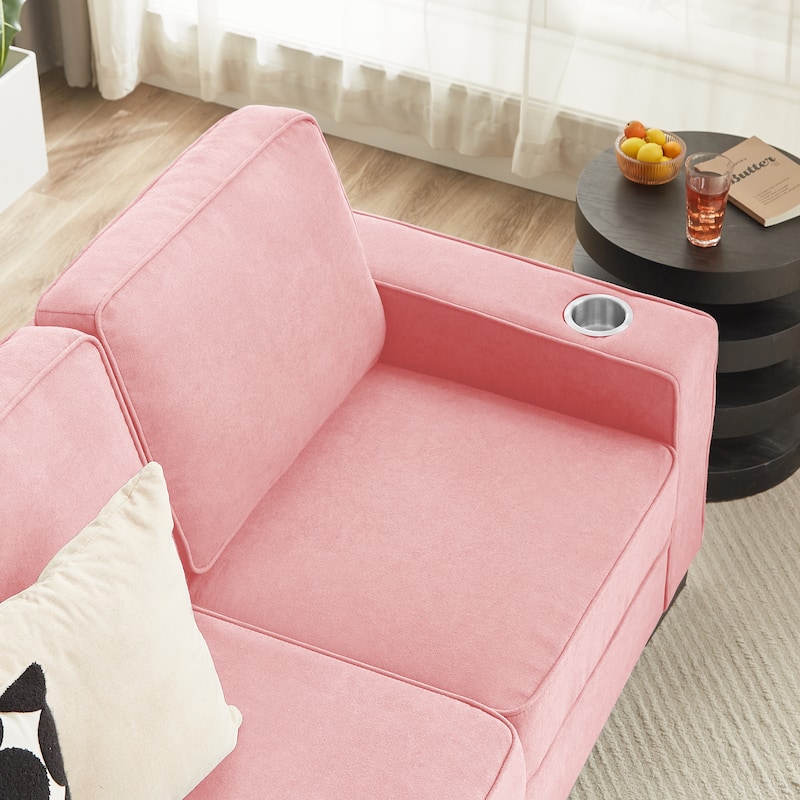 83.86"Snowfleece Fabric sofa,Modern Compressed Couch,3-Seater Sofa,Furniture