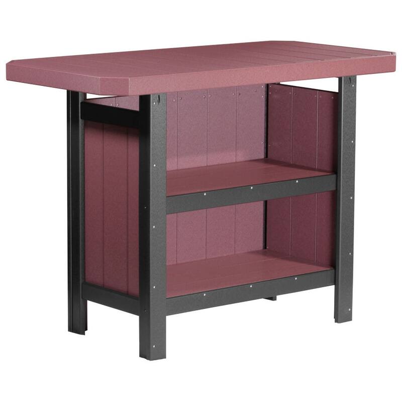 Poly Lumber Serving Bar - Cherrywood & Black