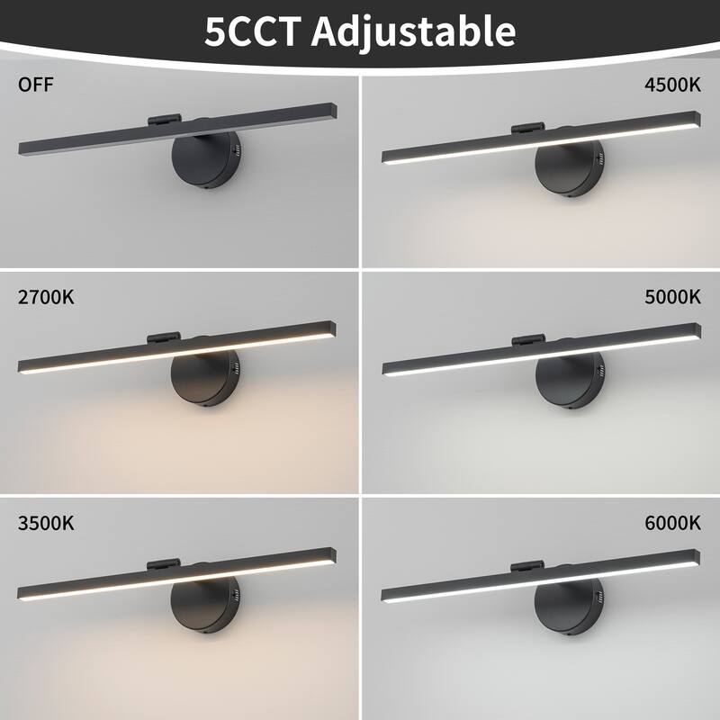 Starsky Minimalist Linear Adjustable LED Vanity Light Dimmable Metal Wall Sconce - Black