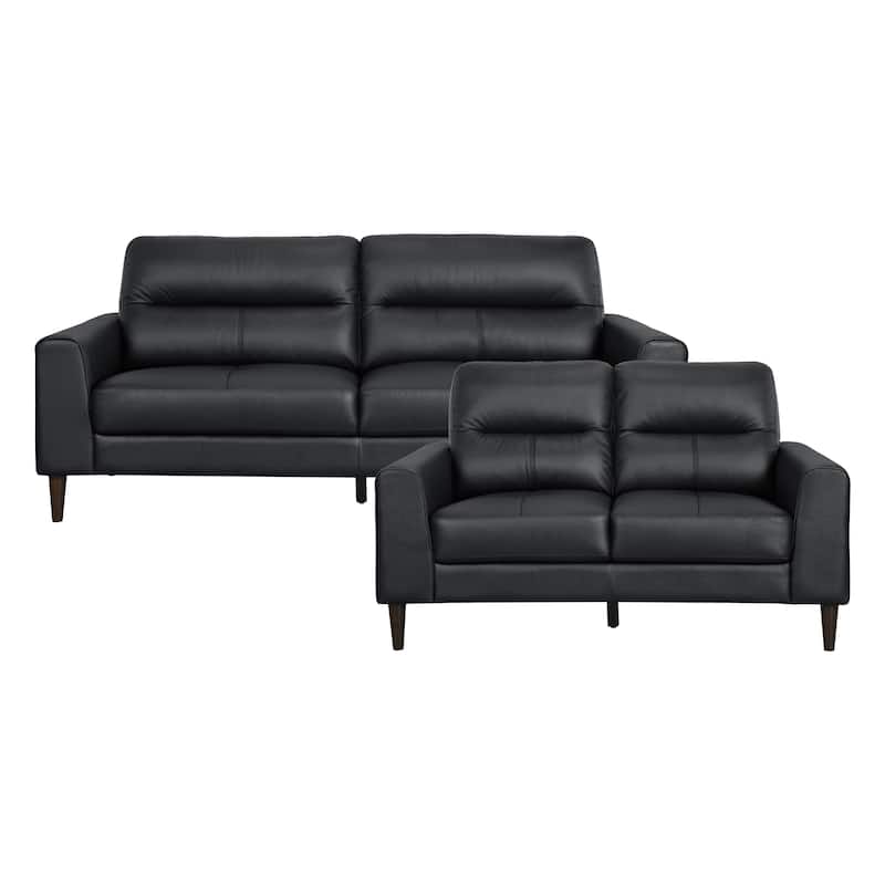 Dakota 2-Piece Leather Match Living Room Sofa Set - Black
