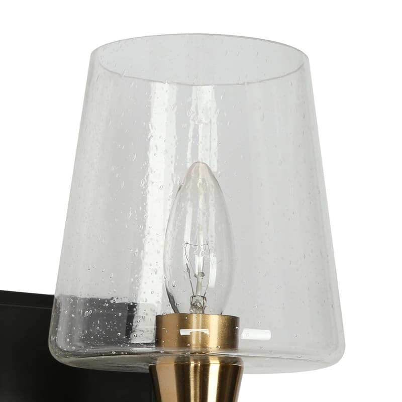 Kahlil Modern Black Gold 1-Light Seeded Glass Wall Sconces Bathroom Vanity Lights