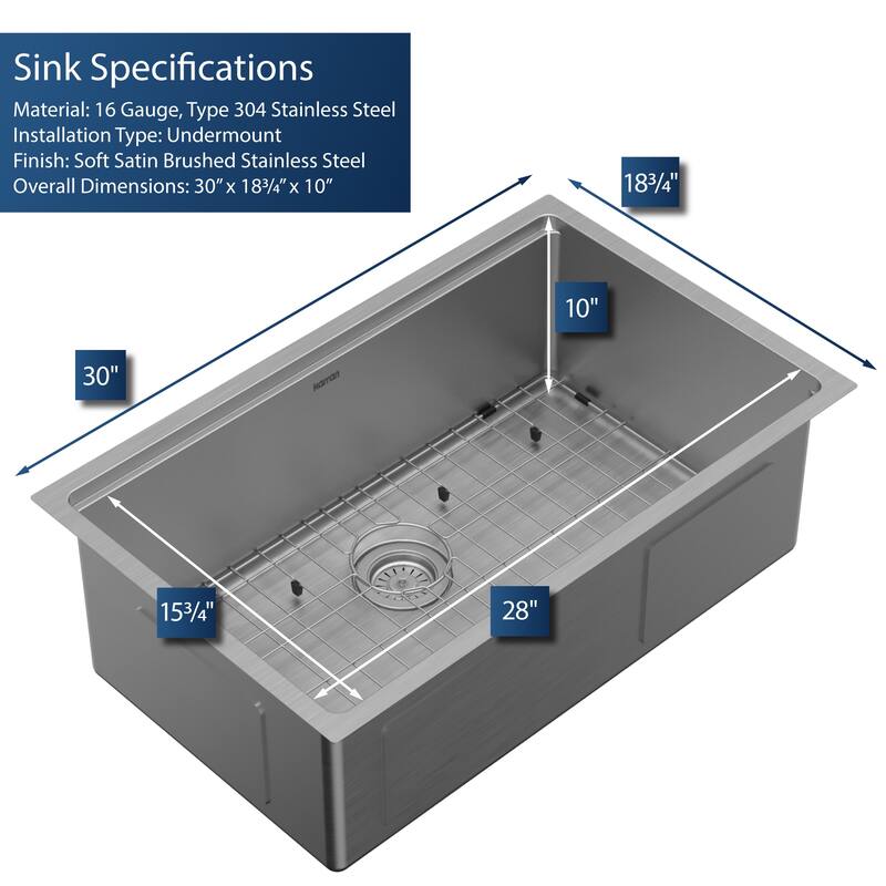 Karran Elite WS-35-PK1 Undermount 30" Single Bowl Stainless Steel Workstation Kitchen Sink