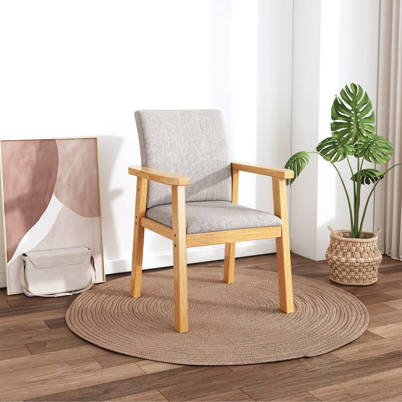 3 Piece Dining Table Set, Includes 1 Table, Upholstered Chair & Bench, Natural Wood