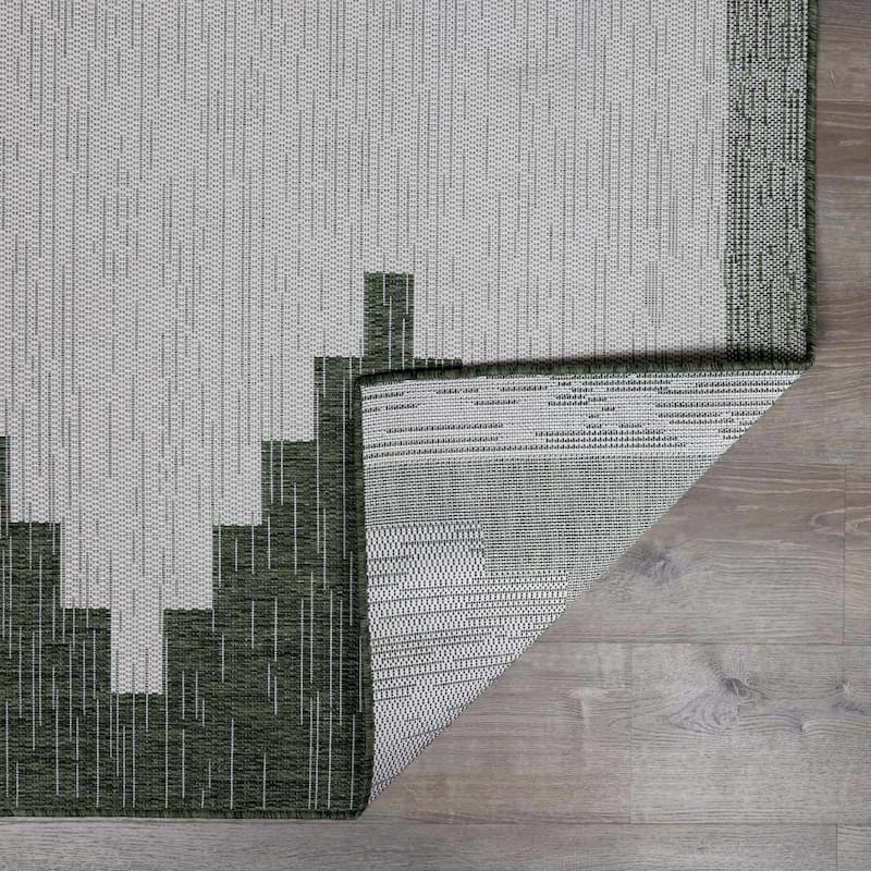 Hauteloom Caluya Living Room, Bedroom Patio Outdoor Area Rug - Blue, Gray, Navy - 2' x 2'11"