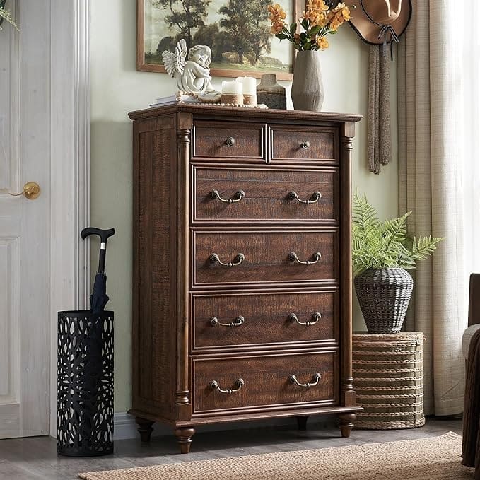 Farmhouse 6 Drawers Dresser Chests, Rustic Wood Chest of Drawers - Reclaimed Barnwood