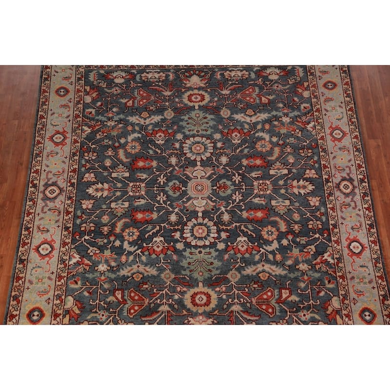 Blue Oushak Indian Area Rug Handmade Wool Carpet - 7'9"x 9'8"