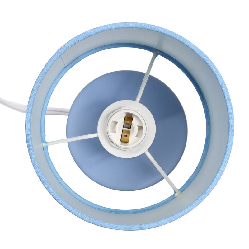 Floral Textured Ceramic Table Lamp with Drum Shade - 10" - Blue