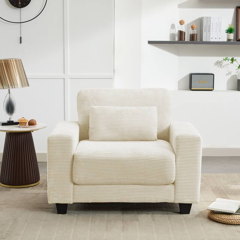 Corduroy Widened Single Sofa Chair, A Extra Lumbar Pillow