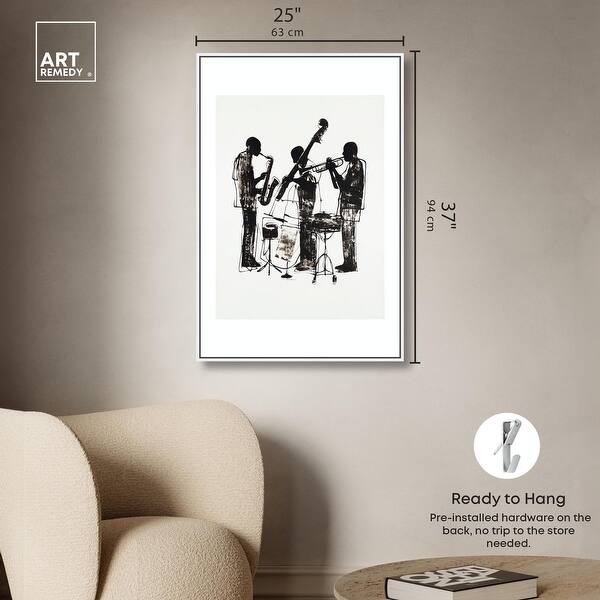 dimension image slide 2 of 24, Bebop II Black Art Canvas Print by Art Remedy