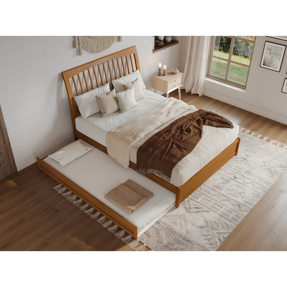 Roslyn Platform Bed with Modern Panel Footboard and Twin XL Trundle