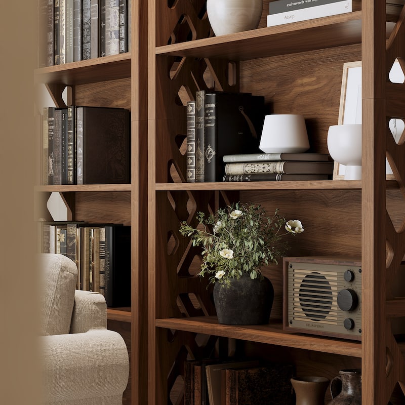 70.9" Wooden Bookshelf, Farmhouse 5-Shelf Bookcase and Bookshelves
