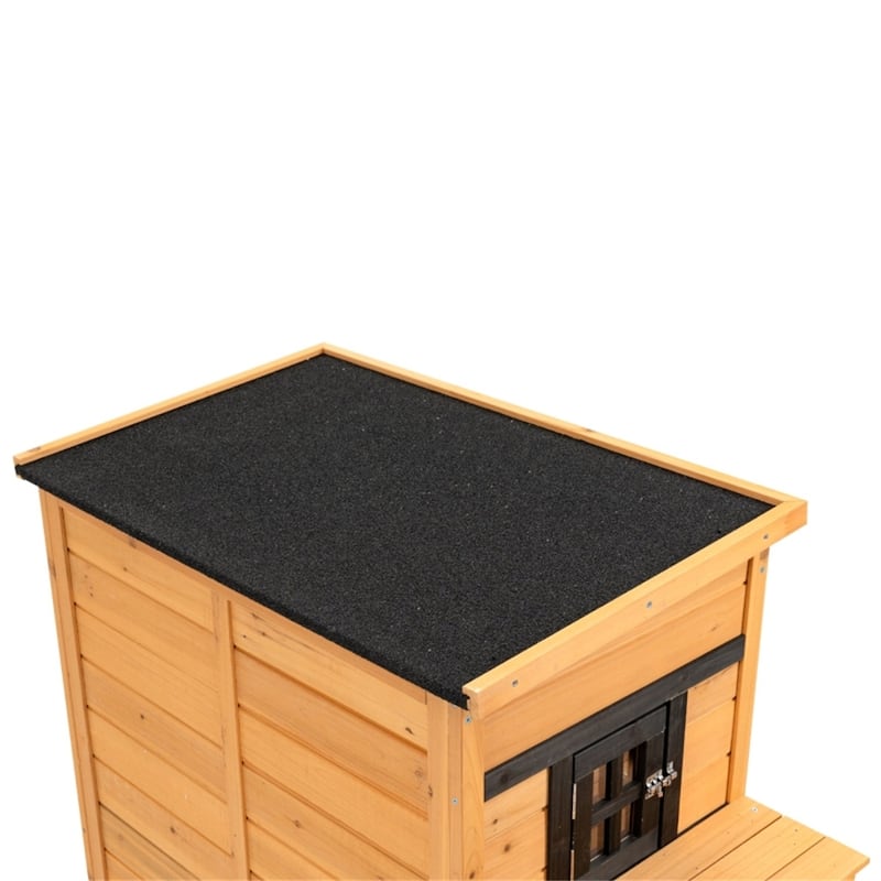 Outdoor Cat House with 5 Easy Access Doors, Escape Door, Jump Platform & Weather-Resistant Roof - 36.75" L x 26.5" W x 46" H