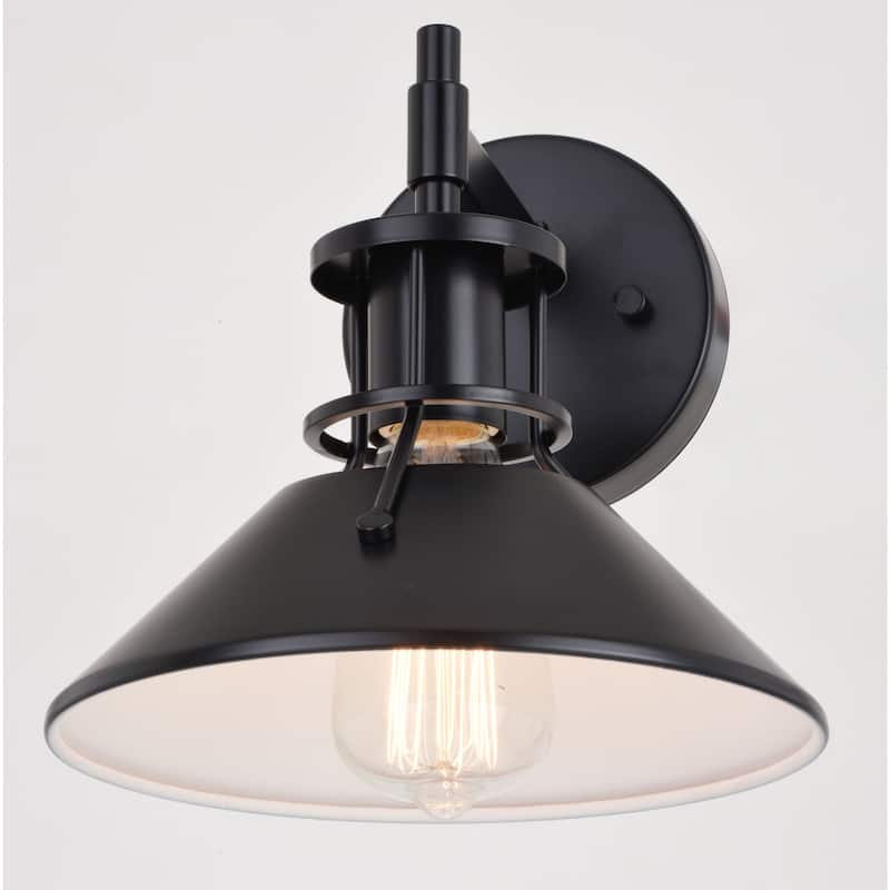 Canton Black and White Farmhouse Bathroom Vanity Wall Light Fixture