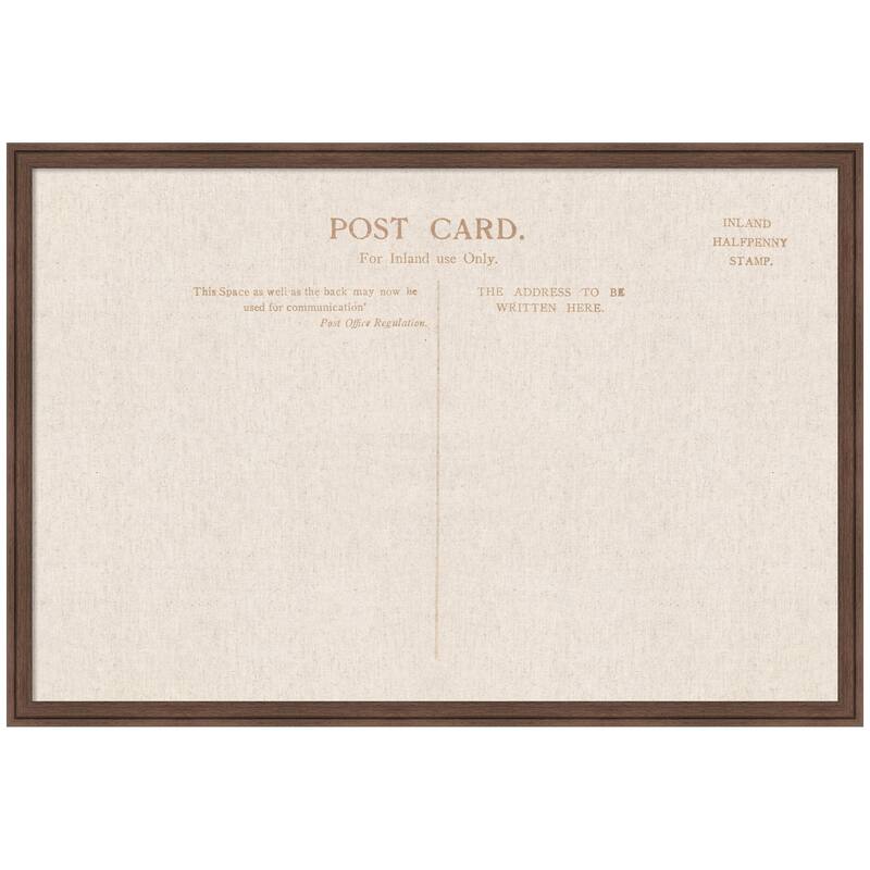 Kate and Laurel Framed Fabric Pinboard Linen Vintage Post Card Wall Organization - 38 x 26 - Brown