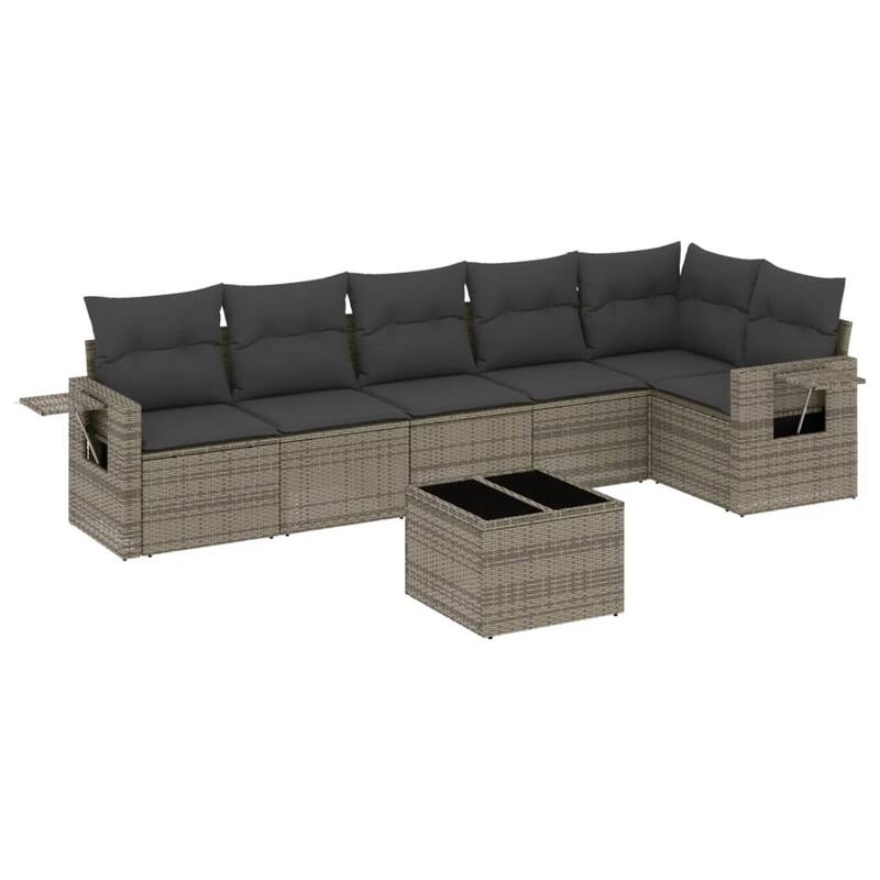 vidaXL Patio Sofa Set with Cushions Outdoor Conversation Furniture Poly Rattan