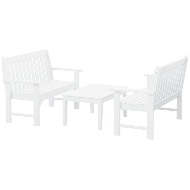 Laguna Poly 3-Piece Bench With Coffee Table