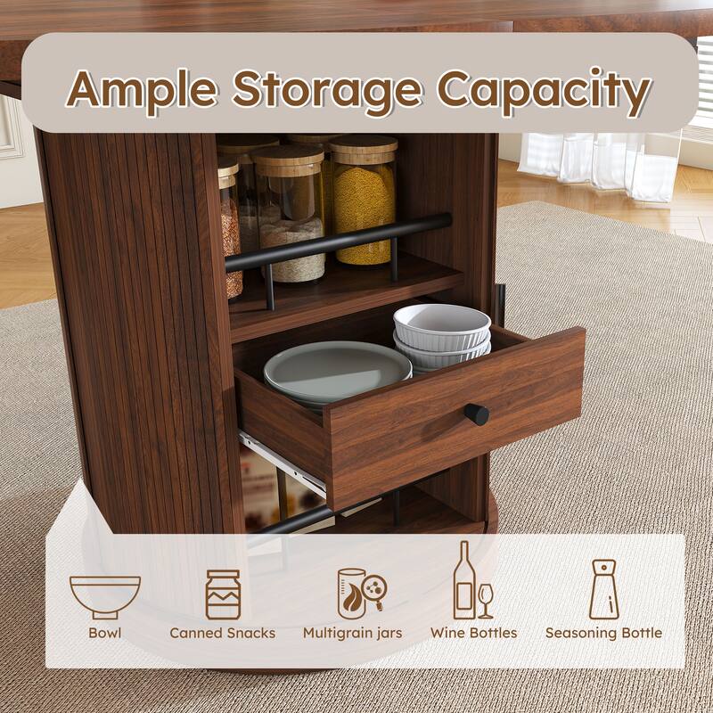 Dining Table with 2-Tier Storage for 4-6, Extendable Home Office Table, Kitchen Table with Drawer