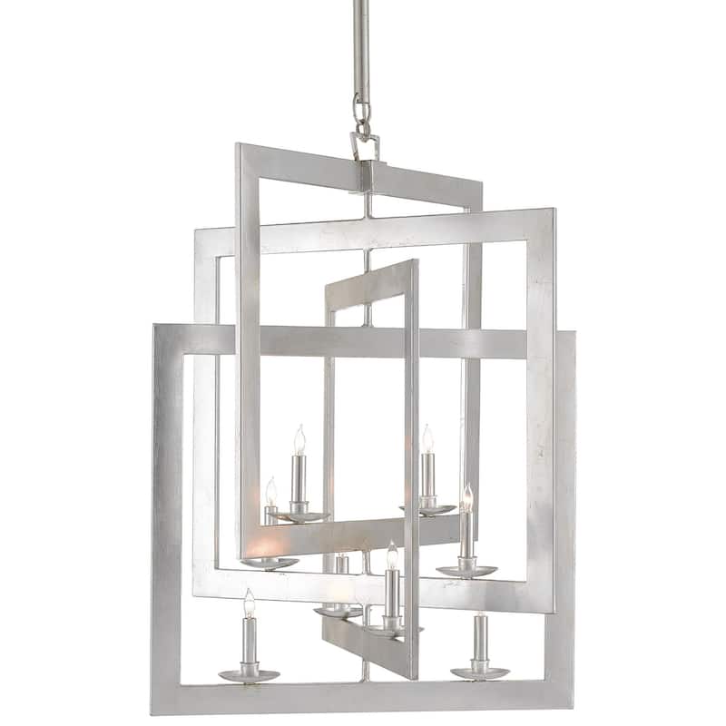 Currey & Company Middleton Silver Chandelier - 39"h x 28"w x 28"d - 39"h x 28"w x 28"d - Contemporary Silver Leaf