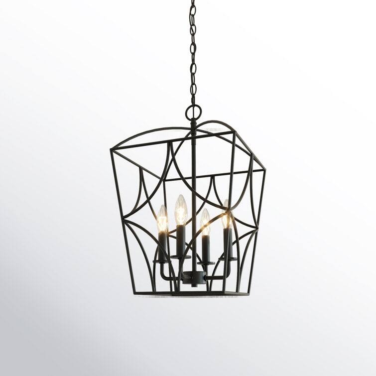 Acroma 4 - Light Steel Dimmable Lantern Geometric Chandelier
