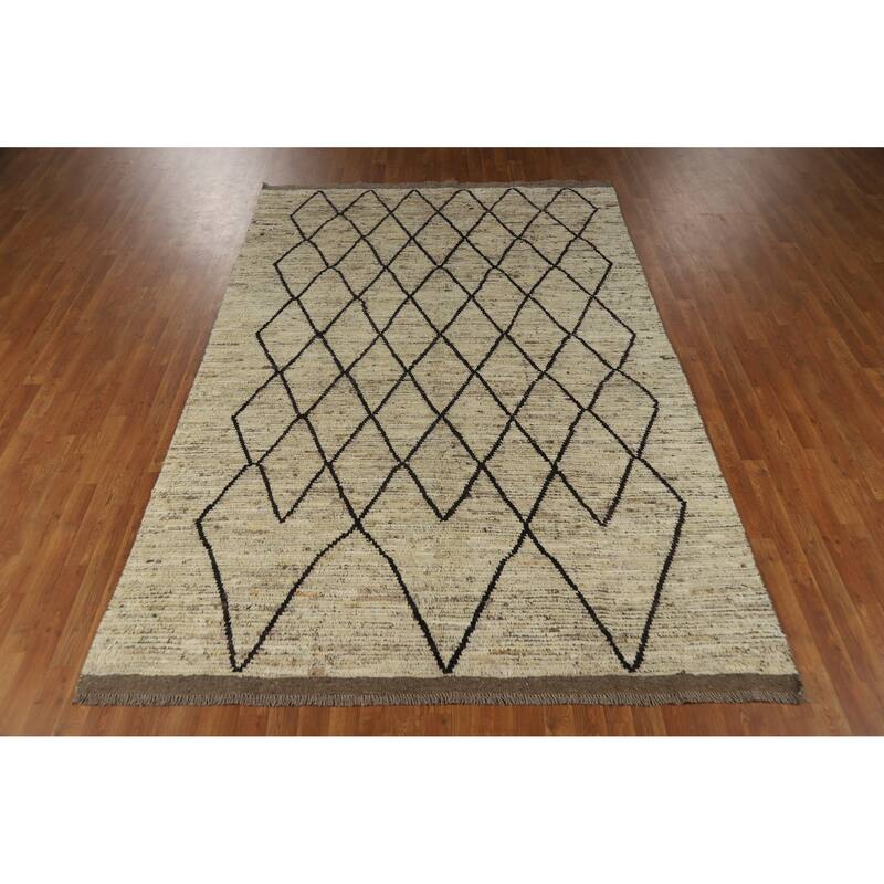 Trellis Moroccan Oriental Area Rug Handmade Wool Carpet - 6'7" x 10'0"