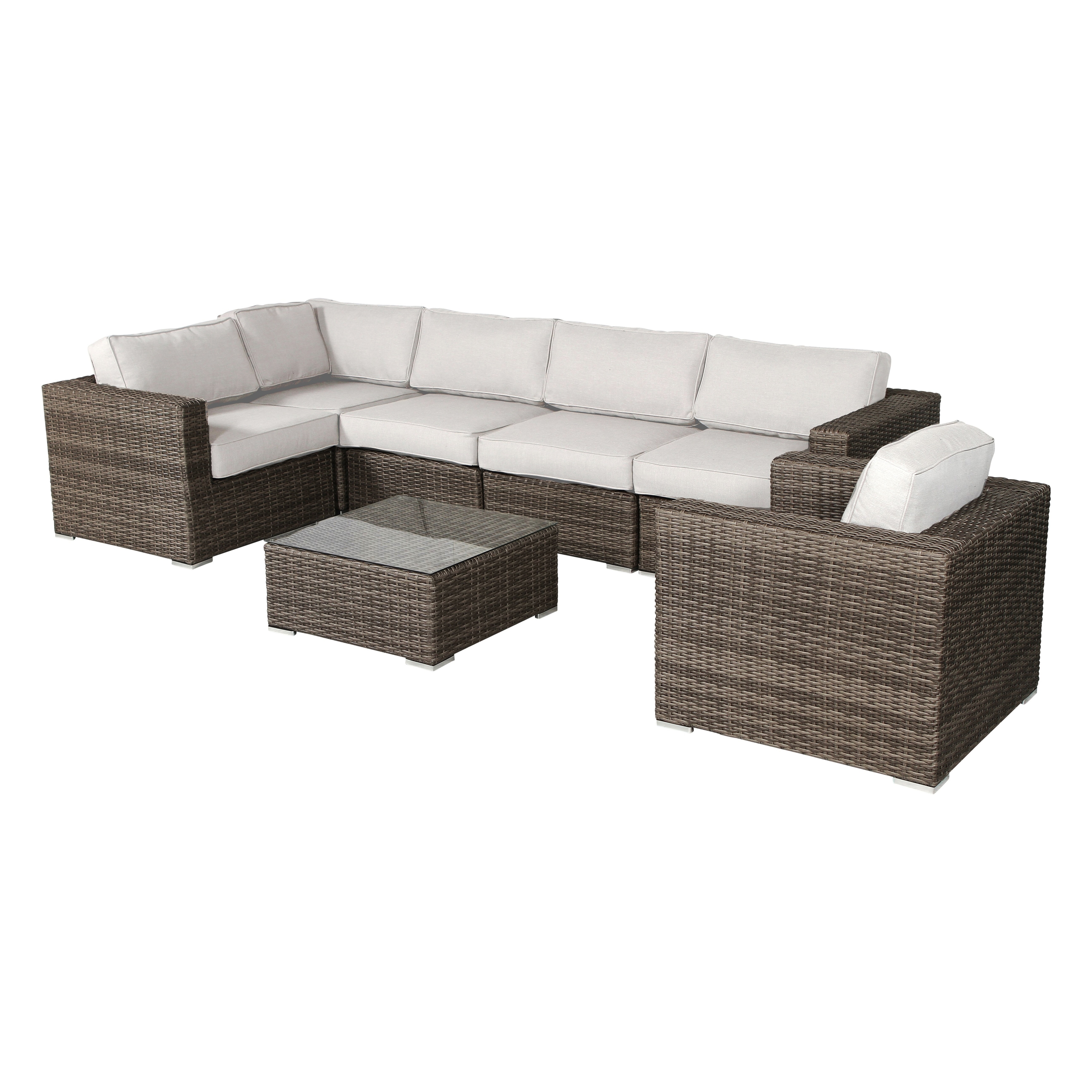 LSI 7 Piece Rattan Sunbrella Sectional Seating Group with - Picture 33 of 42