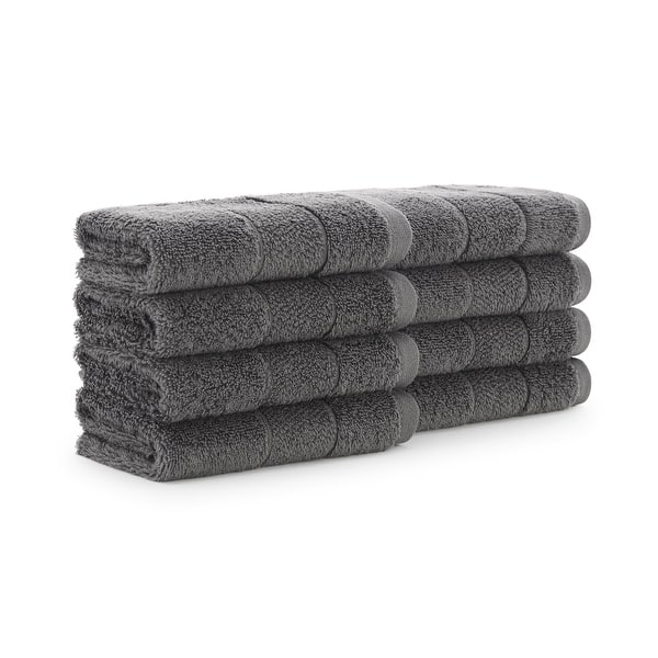 Aston & Arden Turkish Solid 8-Piece Washcloth - 13x13 - Pewter