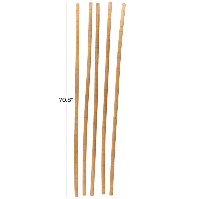 Bamboo Wood Tall Sticks Home Decor Natural Foliage - Set of 5 Brown - Roche River Decor
