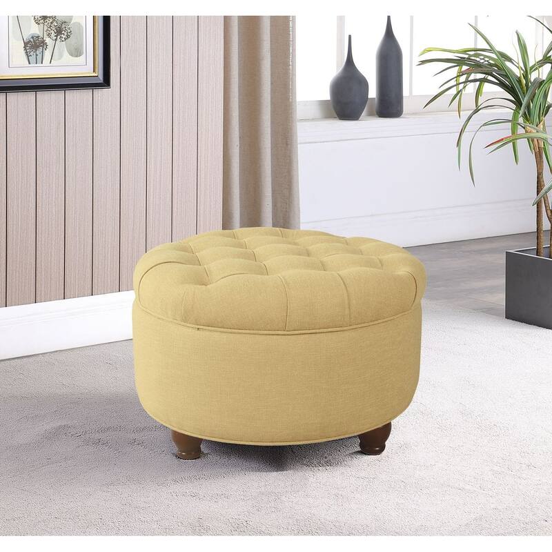 Copper Grove Lamentin Tufted Round Storage Ottoman