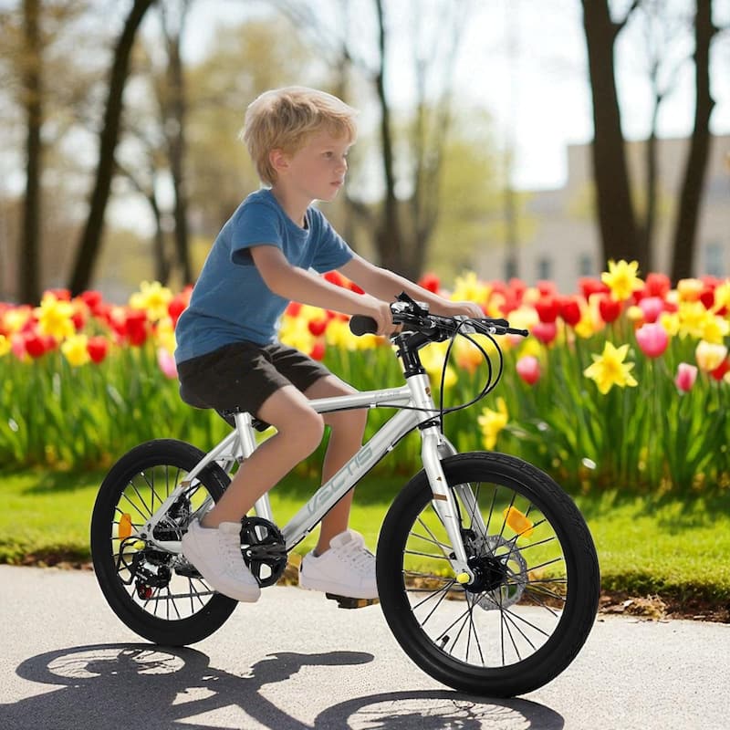 20 Inch Kids Road Bike, Boys & Girls Bicycle Ages 6-12, 7-Speed Steel Frame with Dual Disc Brakes