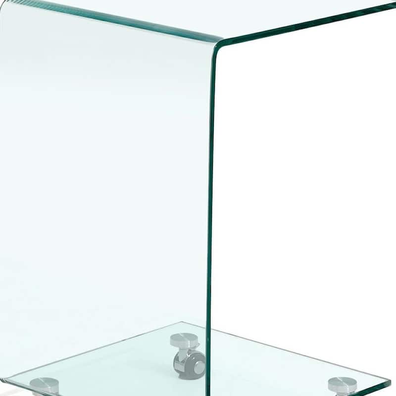 HomeRoots 24" Clear Glass Square End Table With Shelf - 15.70 in. x 24.40 in. x 15.70 in.