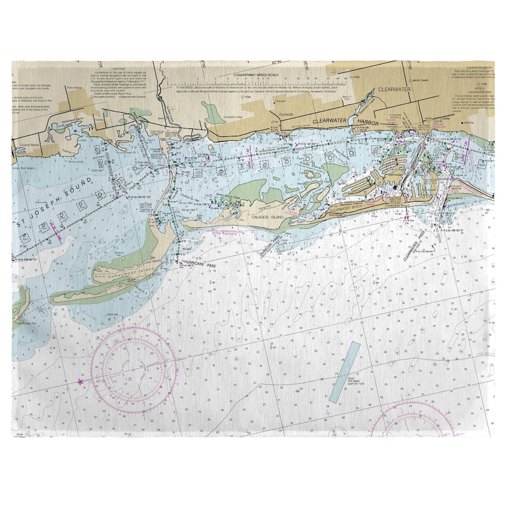Clearwater Harbor, FL Nautical Map Place Mat Set of 4