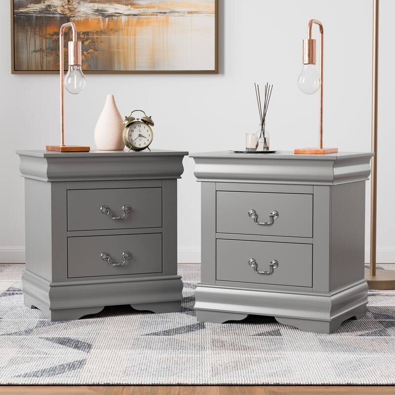 Furniture of America Mayday Traditional Solid Wood 2-Drawer Nightstand, Set of 2