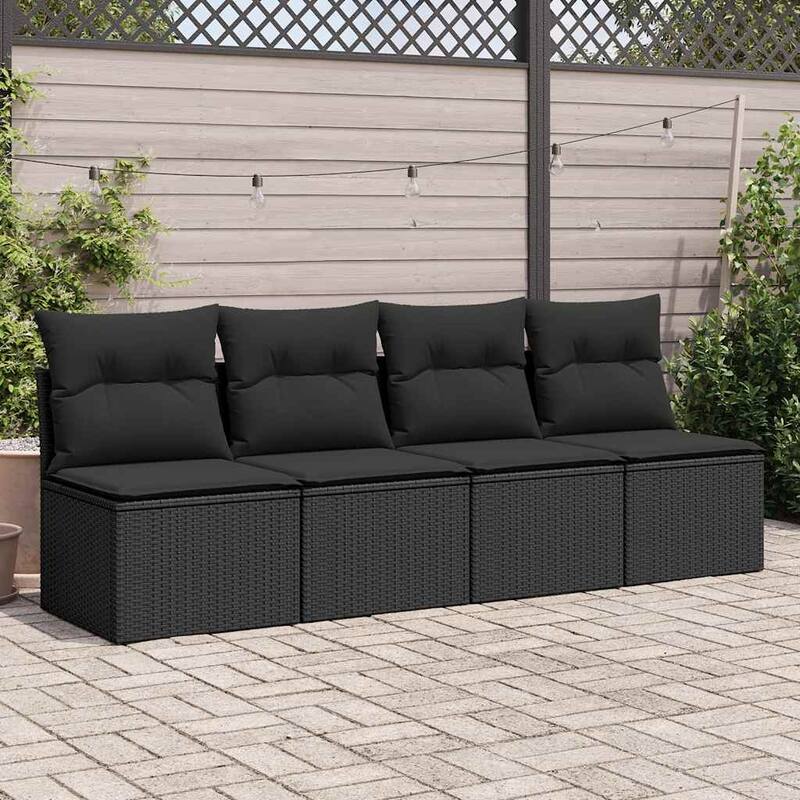 vidaXL Garden Sofa Set Black