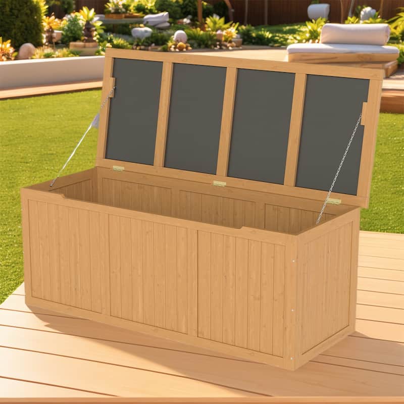 112 Gallon Outdoor Wooden Deck Storage Box